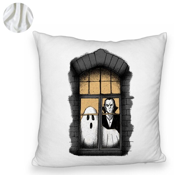 Perna Decorativa Fluffy de Halloween Fantoma si Vampir, 40x40 cm, Alba, Husa Detasabila, Burduf 6 40x40 cm