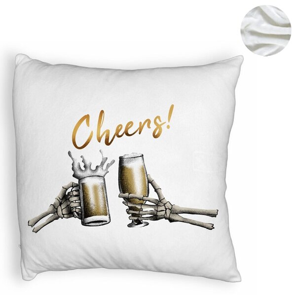 Perna Decorativa Fluffy de Halloween si Text Cheers, 40x40 cm, Alba, Husa Detasabila, Burduf 6 40x40 cm