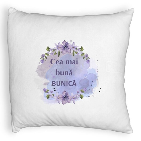 Perna Decorativa Fluffy, pentru Bunica 1, 40x40 cm, Alba, Husa Detasabila, Burduf 3 Perna Decorativa Fluffy