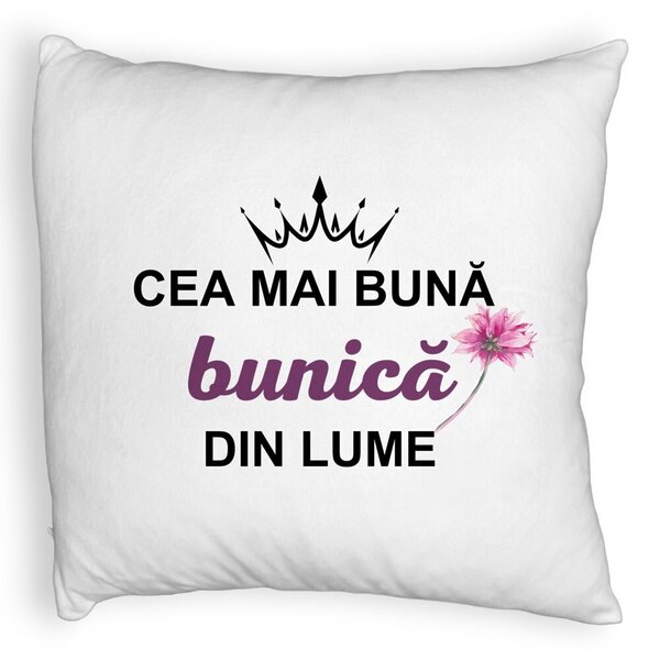 Perna Decorativa Fluffy, pentru Bunica 12, 40x40 cm, Alba, Husa Detasabila, Burduf 3 Perna Decorativa Fluffy