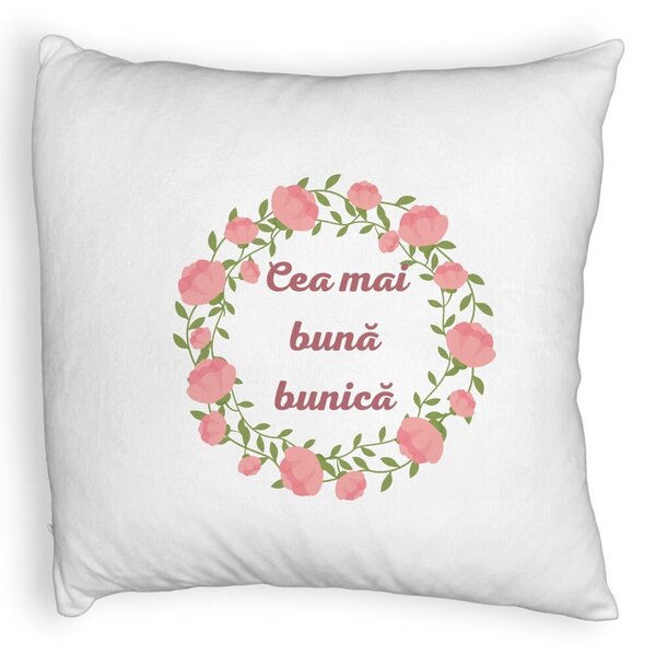 Perna Decorativa Fluffy, pentru Bunica 13, 40x40 cm, Alba, Husa Detasabila, Burduf 3 Perna Decorativa Fluffy