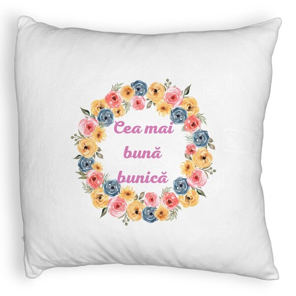 Perna Decorativa Fluffy, pentru Bunica 14, 40x40 cm, Alba, Husa Detasabila, Burduf 3 Perna Decorativa Fluffy