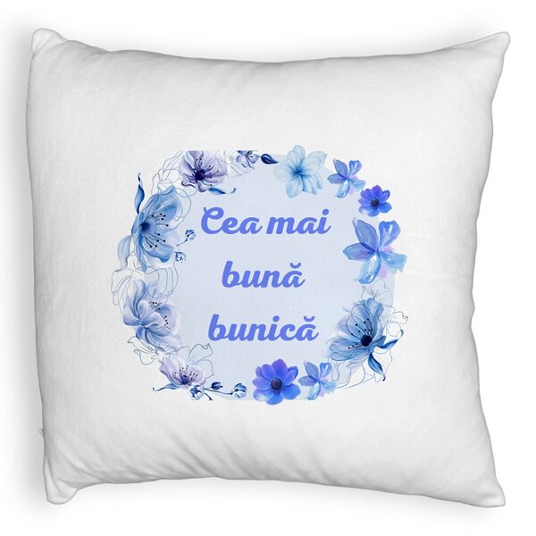Perna Decorativa Fluffy, pentru Bunica 15, 40x40 cm, Alba, Husa Detasabila, Burduf 3 Perna Decorativa Fluffy