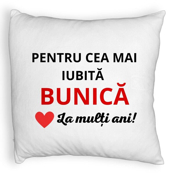 Perna Decorativa Fluffy, pentru Bunica 16, 40x40 cm, Alba, Husa Detasabila, Burduf 3 Perna Decorativa Fluffy