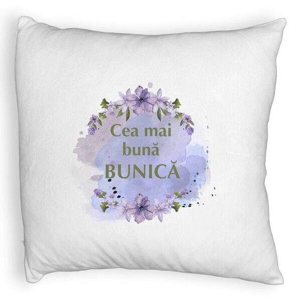 Perna Decorativa Fluffy, pentru Bunica 2, 40x40 cm, Alba, Husa Detasabila, Burduf 3 Perna Decorativa Fluffy