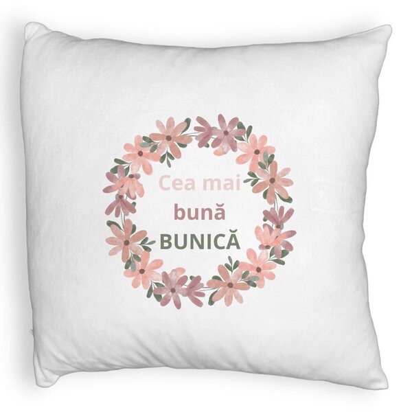 Perna Decorativa Fluffy, pentru Bunica 6, 40x40 cm, Alba, Husa Detasabila, Burduf 3 Perna Decorativa Fluffy