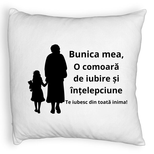 Perna Decorativa Fluffy, pentru Bunica 8, 40x40 cm, Alba, Husa Detasabila, Burduf 3 Perna Decorativa Fluffy