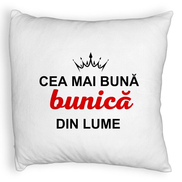 Perna Decorativa Fluffy, pentru Bunica 9, 40x40 cm, Alba, Husa Detasabila, Burduf 3 Perna Decorativa Fluffy