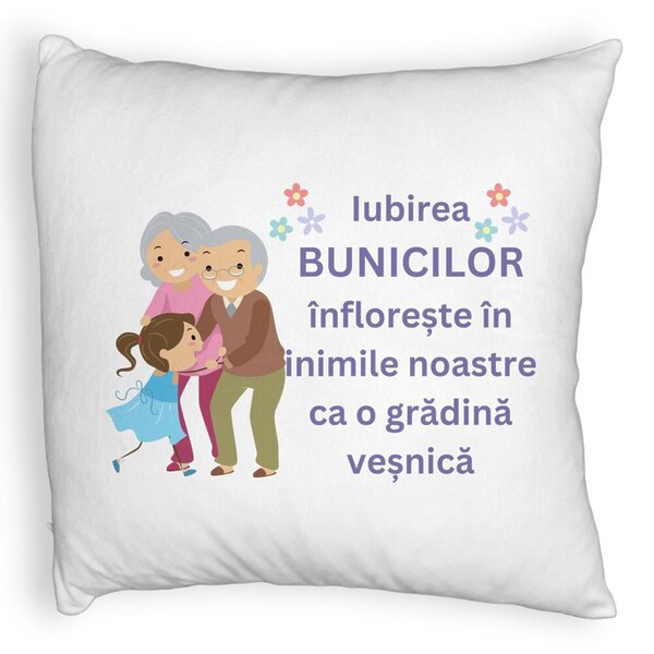 Perna Decorativa Fluffy, pentru Bunici 2, 40x40 cm, Alba, Husa Detasabila, Burduf 3 Perna Decorativa Fluffy