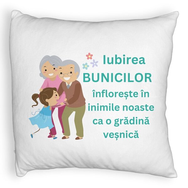 Perna Decorativa Fluffy, pentru Bunici 6, 40x40 cm, Alba, Husa Detasabila, Burduf 3 Perna Decorativa Fluffy
