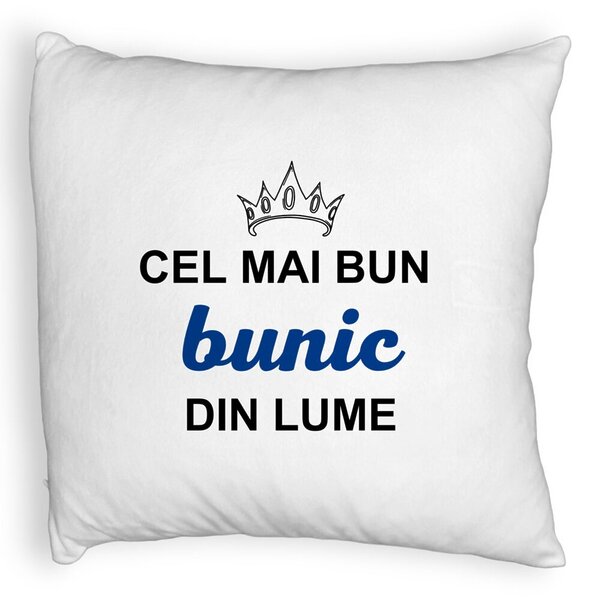 Perna Decorativa Fluffy, pentru Bunicul 1, 40x40 cm, Alba, Husa Detasabila, Burduf 3 Perna Decorativa Fluffy