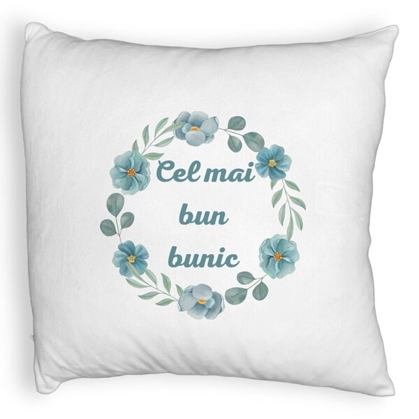 Perna Decorativa Fluffy, pentru Bunicul 4, 40x40 cm, Alba, Husa Detasabila, Burduf 3 Perna Decorativa Fluffy