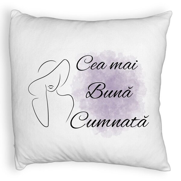 Perna Decorativa Fluffy, pentru Cumnata 1, 40x40 cm, Alba, Husa Detasabila, Burduf 3 Perna Decorativa Fluffy