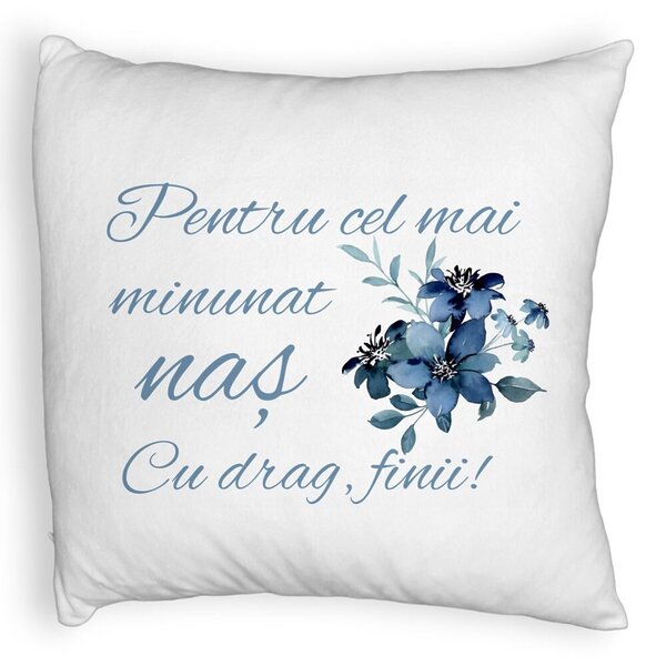 Perna Decorativa Fluffy, pentru Nas 1, 40x40 cm, Alba, Husa Detasabila, Burduf 3 Perna Decorativa Fluffy