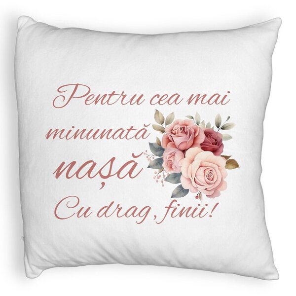 Perna Decorativa Fluffy, pentru Nasa 1, 40x40 cm, Alba, Husa Detasabila, Burduf 3 Perna Decorativa Fluffy