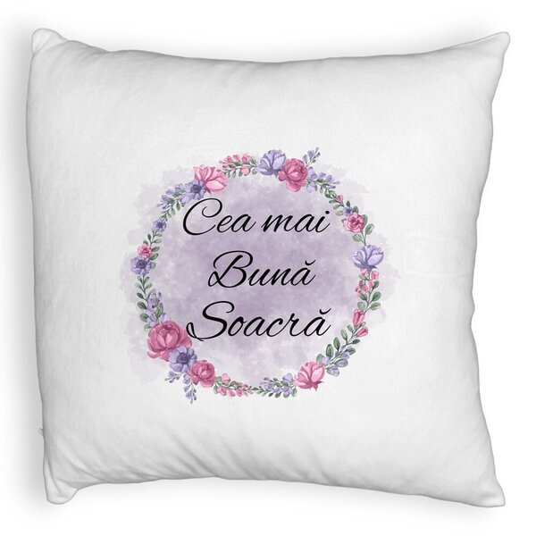 Perna Decorativa Fluffy, pentru Soacra 1, 40x40 cm, Alba, Husa Detasabila, Burduf 3 Perna Decorativa Fluffy
