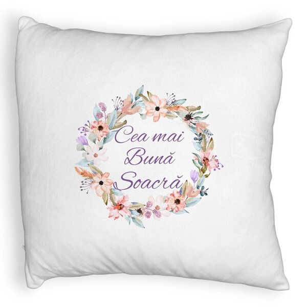Perna Decorativa Fluffy, pentru Soacra 2, 40x40 cm, Alba, Husa Detasabila, Burduf 3 Perna Decorativa Fluffy