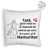 Perna Decorativa Fluffycu Text pentru Tata 8, 40x40 cm, Alba, Husa Detasabila, Burduf 8 40x40 cm