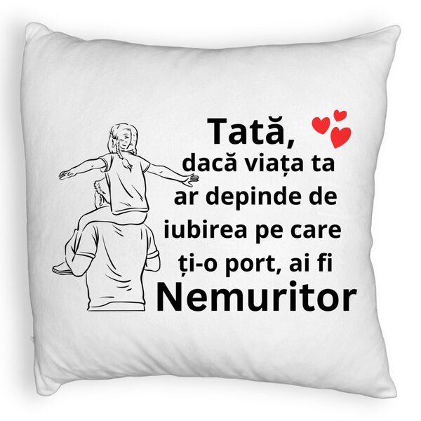 Perna Decorativa Fluffycu Text pentru Tata 8, 40x40 cm, Alba, Husa Detasabila, Burduf 5 Perna Decorativa Fluffycu Text pentru Tata 8