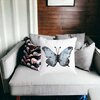 Perna Decorativa Fluture 1, Blue and Black 40x40 cm, Alba, Mata, Husa Detasabila, Burduf 22 Mata