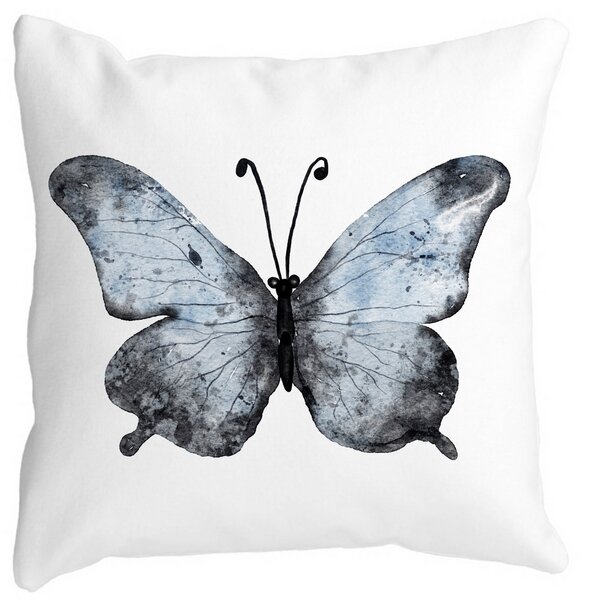 Perna Decorativa Fluture 1, Blue and Black 40x40 cm, Alba, Mata, Husa Detasabila, Burduf 13 Perna Decorativa Fluture 1