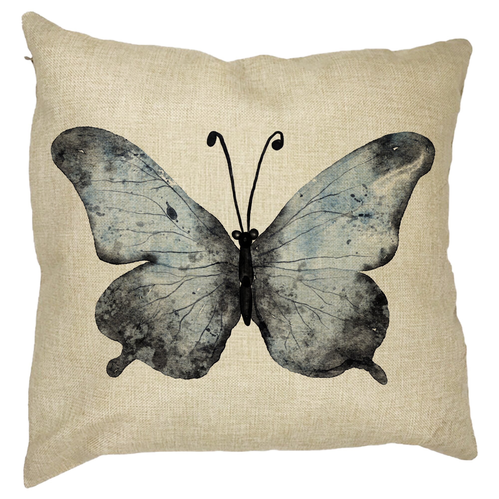 Perna Decorativa Fluture 1, Blue and Black 40x40 cm, Husa Detasabila, Burduf 11 Perna Decorativa Fluture 1