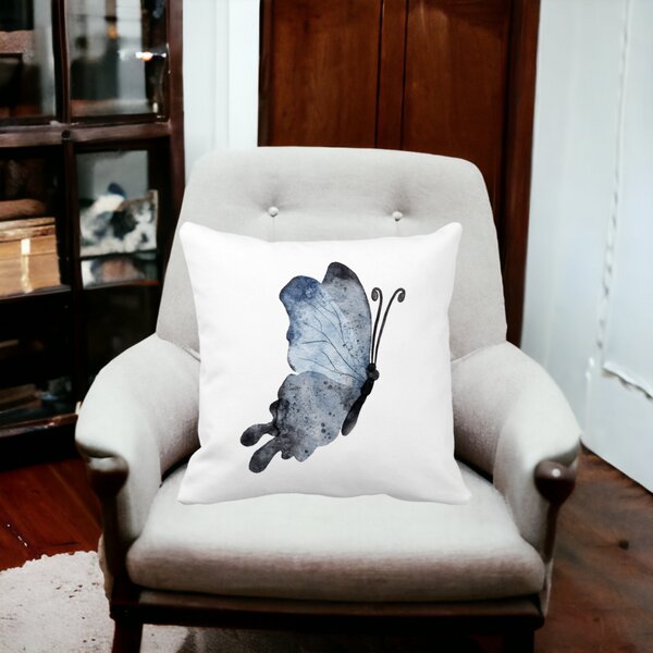 Perna Decorativa Fluture 2, Blue and Black 40x40 cm, Alba, Mata, Husa Detasabila, Burduf 14 Blue and Black 40x40 cm