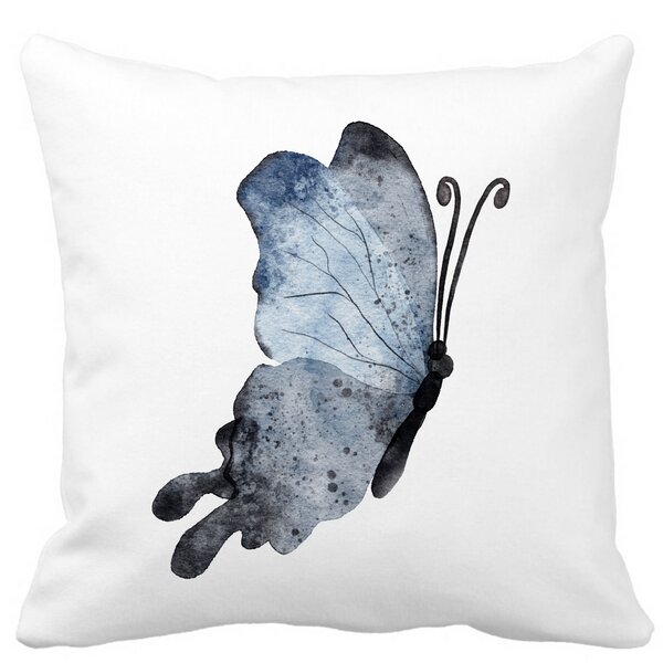 Perna Decorativa Fluture 2, Blue and Black 40x40 cm, Alba, Mata, Husa Detasabila, Burduf 13 Perna Decorativa Fluture 2
