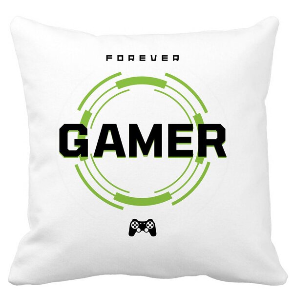 Perna Decorativa, Forever Gamer, 40x40 cm, Alba, Mata, Husa Detasabila, Burduf 13 Perna Decorativa