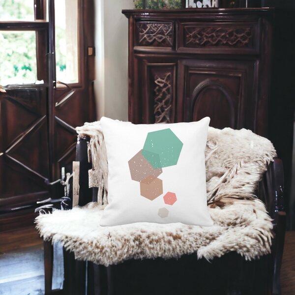 Perna Decorativa Forme Geometrice 2, Multicolor, 40x40 cm, Alba, Mata, Husa Detasabila, Burduf 14 Multicolor
