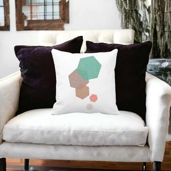 Perna Decorativa Forme Geometrice 2, Multicolor, 40x40 cm, Alba, Mata, Husa Detasabila, Burduf 15 40x40 cm