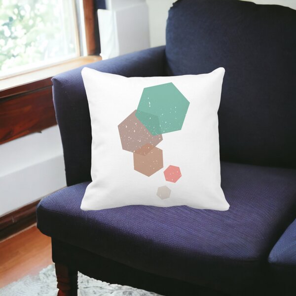 Perna Decorativa Forme Geometrice 2, Multicolor, 40x40 cm, Alba, Mata, Husa Detasabila, Burduf 16 Alba