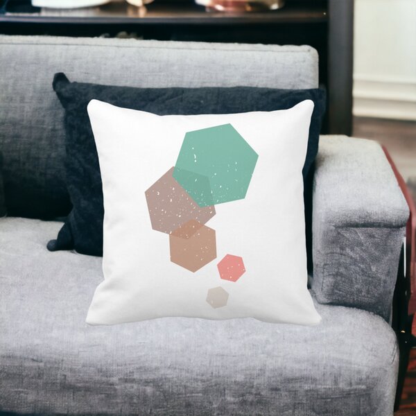 Perna Decorativa Forme Geometrice 2, Multicolor, 40x40 cm, Alba, Mata, Husa Detasabila, Burduf 17 Mata