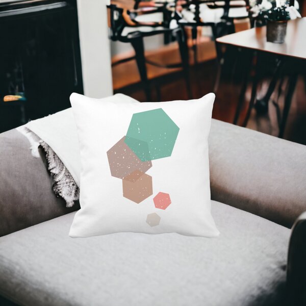 Perna Decorativa Forme Geometrice 2, Multicolor, 40x40 cm, Alba, Mata, Husa Detasabila, Burduf 18 Husa Detasabila