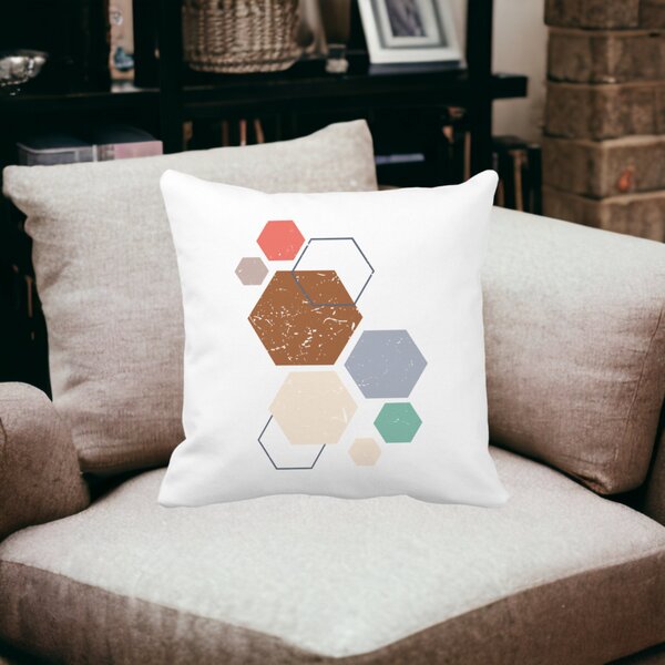 Perna Decorativa Forme Geometrice 3, Multicolor 40x40 cm, Alba, Mata, Husa Detasabila, Burduf 17 Husa Detasabila