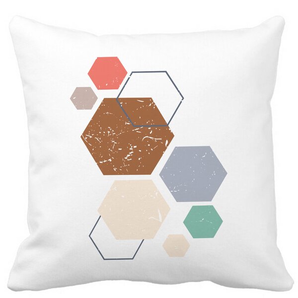 Perna Decorativa Forme Geometrice 3, Multicolor 40x40 cm, Alba, Mata, Husa Detasabila, Burduf 13 Perna Decorativa Forme Geometrice 3
