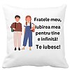 Perna Decorativa Fratele meu 1, 40x40 cm, Alba, Mata, Husa Detasabila, Burduf 4 Perna Decorativa Fratele meu 1