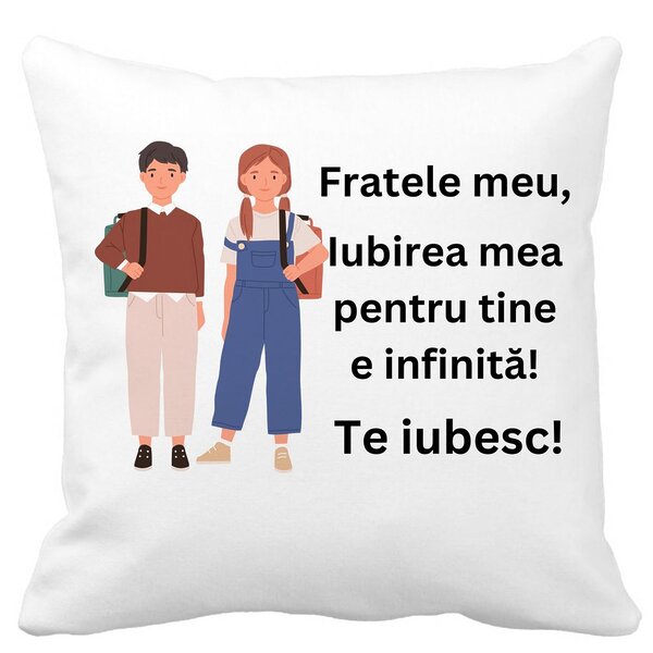 Perna Decorativa Fratele meu 1, 40x40 cm, Alba, Mata, Husa Detasabila, Burduf 3 Perna Decorativa Fratele meu 1
