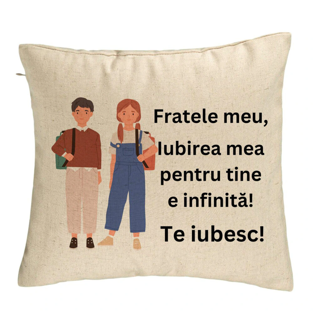 Perna Decorativa Fratele meu 1, 40x40 cm, Bej, Husa Detasabila, Burduf 5 Perna Decorativa Fratele meu 1