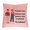Perna Decorativa Fratele meu 1, 40x40 cm, Roz, Husa Detasabila, Burduf 7 Perna Decorativa Fratele meu 1