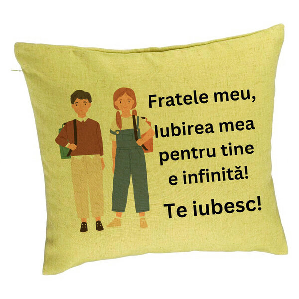 Perna Decorativa Fratele meu 1, 40x40 cm, Verde, Husa Detasabila, Burduf 5 Perna Decorativa Fratele meu 1