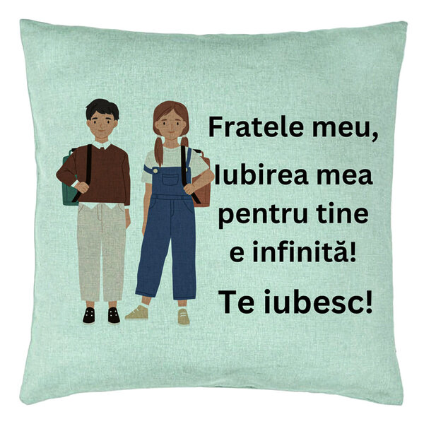Perna Decorativa Fratele meu 1, 40x40 cm, Verde Menta, Husa Detasabila, Burduf 5 Perna Decorativa Fratele meu 1