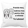 Perna Decorativa Fratele meu 2, 40x40 cm, Alba, Mata, Husa Detasabila, Burduf 4 Perna Decorativa Fratele meu 2