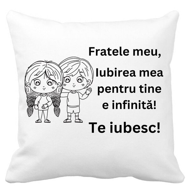 Perna Decorativa Fratele meu 2, 40x40 cm, Alba, Mata, Husa Detasabila, Burduf 3 Perna Decorativa Fratele meu 2