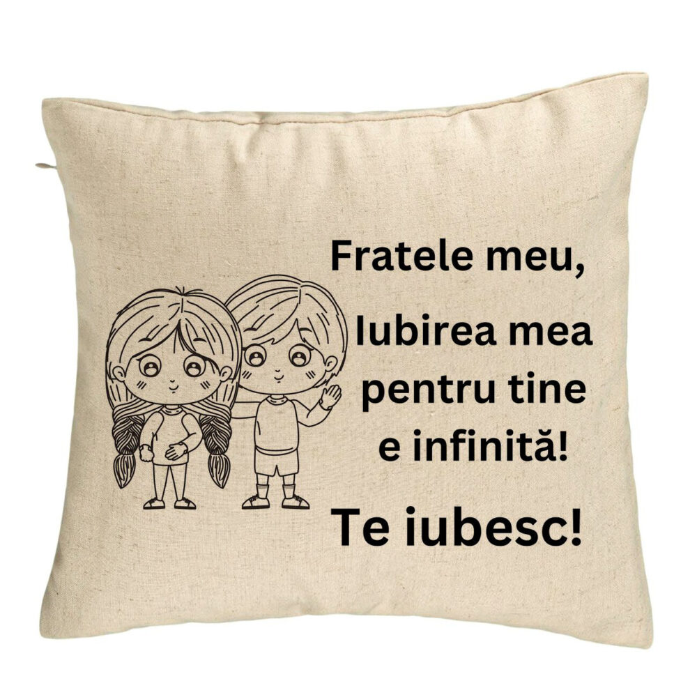 Perna Decorativa Fratele meu 2, 40x40 cm, Bej, Husa Detasabila, Burduf 5 Perna Decorativa Fratele meu 2