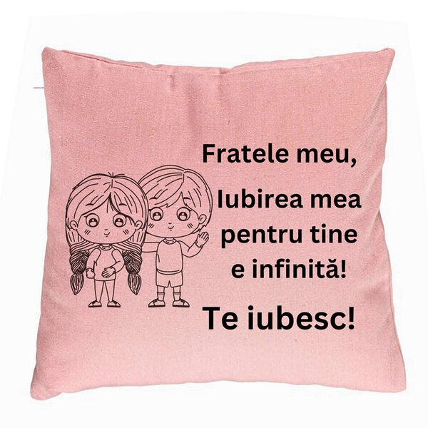 Perna Decorativa Fratele meu 2, 40x40 cm, Roz, Husa Detasabila, Burduf 5 Perna Decorativa Fratele meu 2
