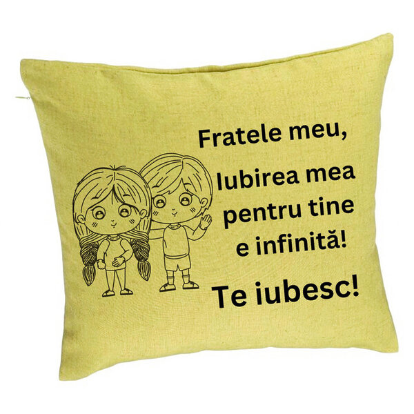 Perna Decorativa Fratele meu 2, 40x40 cm, Verde, Husa Detasabila, Burduf 5 Perna Decorativa Fratele meu 2