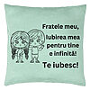 Perna Decorativa Fratele meu 2, 40x40 cm, Verde Menta, Husa Detasabila, Burduf 7 Perna Decorativa Fratele meu 2