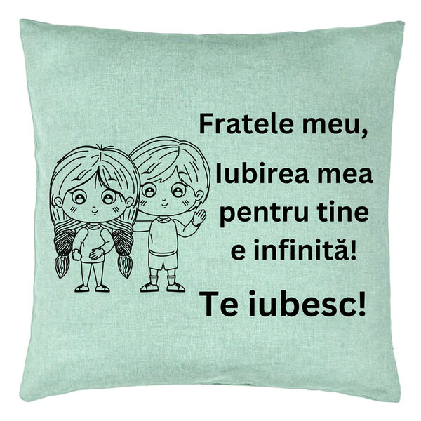 Perna Decorativa Fratele meu 2, 40x40 cm, Verde Menta, Husa Detasabila, Burduf 5 Perna Decorativa Fratele meu 2
