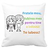 Perna Decorativa Fratele meu 3, 40x40 cm, Alba, Mata, Husa Detasabila, Burduf 4 Perna Decorativa Fratele meu 3